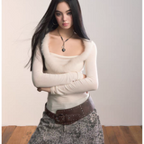 VIA PITTI 2511 真狐狸毛领围巾V领针织上衣