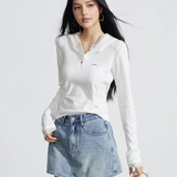 MacyMccoy 2607 蕾丝带帽长袖Tee 米白