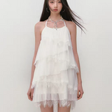 VIA PITTI 2507 挂脖薄纱蓬蓬连衣裙