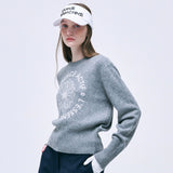 MARDI MERCREDI 2509 ACTIF EMBLEM JACQUARD KNIT PULLOVER MELANGE GREY IVORY