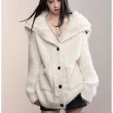 VIA PITTI 2511 重磅狐狸毛大翻领毛织外套 白