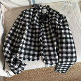 KOREAN COLLECTION 2601 毛边黑白格纹小香外套