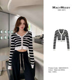 MacyMccoy 2505 V领针织条纹开衫