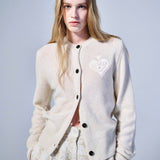 MARDI MERCREDI 2510 RACCOON BLENDED CARDIGAN ROUND NECK SPADE_IVORY