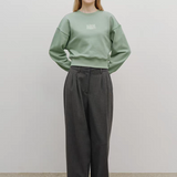 MARITHE 2511 经典LOGO圆领无帽卫衣 薄荷灰