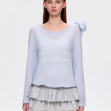 13DE MARZO | 2507 Embellished Sheer Layering Top Blue