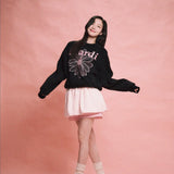 MARDI MERCREDI 2509 SWEATSHIRT FLOWERMARDI NEEDLEWORK_BLACK PINK