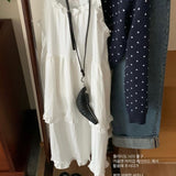KOREAN COLLECTION 2603 圆领波点百搭针织开衫 深蓝
