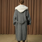 DIANA VEVINA 2512 连帽羊毛气质大衣 灰