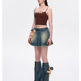 13DE MARZO | 2509 Denim Frayed Skirt