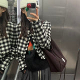 KOREAN COLLECTION 2601 毛边黑白格纹小香外套