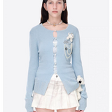 13DE MARZO | 2602 Sparkle Pearl Chain Cardigan Blue