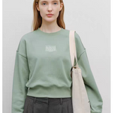 MARITHE 2511 经典LOGO圆领无帽卫衣 薄荷灰