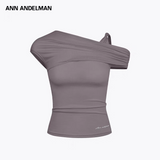 ANN ANDELMAN 2507 不对称立裁褶皱斜肩短袖 铂金灰