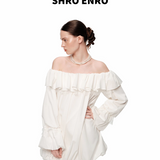 SHRO ENRO 2507 蕾丝拼接一字肩花苞连衣裙
