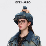 13DE MARZO | 2509 Denim Cuffed Beret Hat