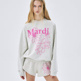 MARDI MERCREDI 2601 SWEATSHIRT TRIPLE FLOWER_OATMEAL PINK