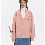 13DE MARZO | 2601 Letter Weave Knit Cardigan