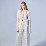 MARDI MERCREDI 2510 RACCOON BLENDED CARDIGAN ROUND NECK SPADE_IVORY