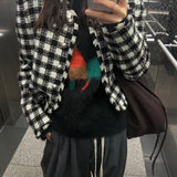 KOREAN COLLECTION 2601 毛边黑白格纹小香外套