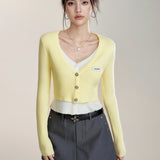 MacyMccoy 2510 假两件撞色针织开衫