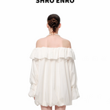 SHRO ENRO 2507 蕾丝拼接一字肩花苞连衣裙