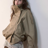 VIA PITTI 2510 复古立领收褶短款风衣外套