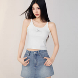 MacyMccoy 2507 高腰A字牛仔裙裤 蓝