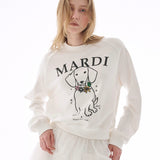 MARDI MERCREDI 2510 SWEATSHIRT RAGLAN SWING THE TAIL DDANJI FLOWER NECKLACE MULTICOLOR_WHITE TANGERINE