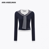 ANN ANDELMAN 2512 针织假两件绑带上衣 藏蓝