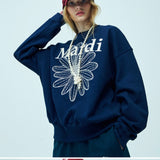 MARDI MERCREDI 2511 SWEATSHIRT FLOWERMARDI NEEDLEWORK_NAVY CREAM