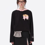 13DE MARZO | 2510 RONRON Bear Ribbon Sweatshirt Black