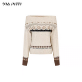 VIA PITTI 2511 费尔岛风一字肩针织毛衣