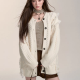 VIA PITTI 2412 毛毛重工加厚毛衣外套 米杏