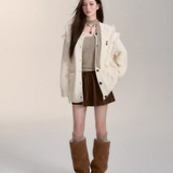 VIA PITTI 2412 毛毛重工加厚毛衣外套 米杏