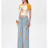 13DE MARZO | 2503 Fruit Raglan Cropped- Top Orange