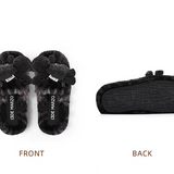 13DE MARZO 2504 Logo Furry Plush Slipper Black