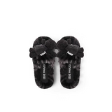 13DE MARZO 2504 Logo Furry Plush Slipper Black
