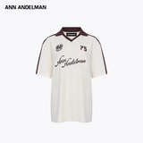 ANN ANDELMAN 2504 拼接印花polo短袖 杏