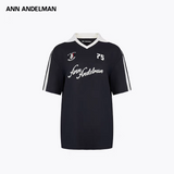 ANN ANDELMAN 2504 拼接印花polo短袖 蓝
