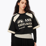 ANN ANDELMAN 2504 字母印花短款拼接T恤