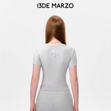13DE MARZO | 2505 Bear Lacy Bowknot Top Grey