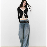 VIA PITTI 2505 蕾丝系带拼接开衫 黑