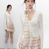 VIA PITTI 2505 蕾丝系带拼接开衫 白