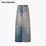 ANN ANDELMAN 2506 复古做旧印花宽松牛仔裤