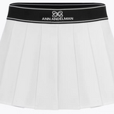 ANN ANDELMAN 2506 纯色A字松紧腰百褶裙 白