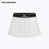 ANN ANDELMAN 2506 纯色A字松紧腰百褶裙 白