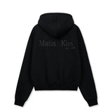 MATIN KIM 2606 BACK LOGO ESSENTIAL HOODY ZIP UP IN BLACK