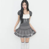 ILLIGO 2610 DOLLY PLEATED MINI SKIRT CHARCOAL