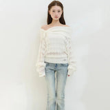 ILLIGO 2610 PUNCHING LOOSE OFF SHOULDER KNIT IVORY